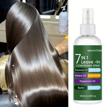 Leave-In Conditioning Spray 7-in-1 Argan Oil Rosemary Biotin Keratin Collagen - Heat for Bath Time, Home Spa and Personal Care