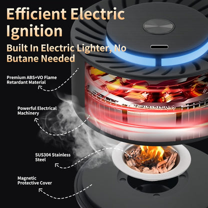 Rechargeable Electric Cocktail Smoker Kit with Six Wood-Chip Tins, Glass-Top Smoker Cap and Accessories