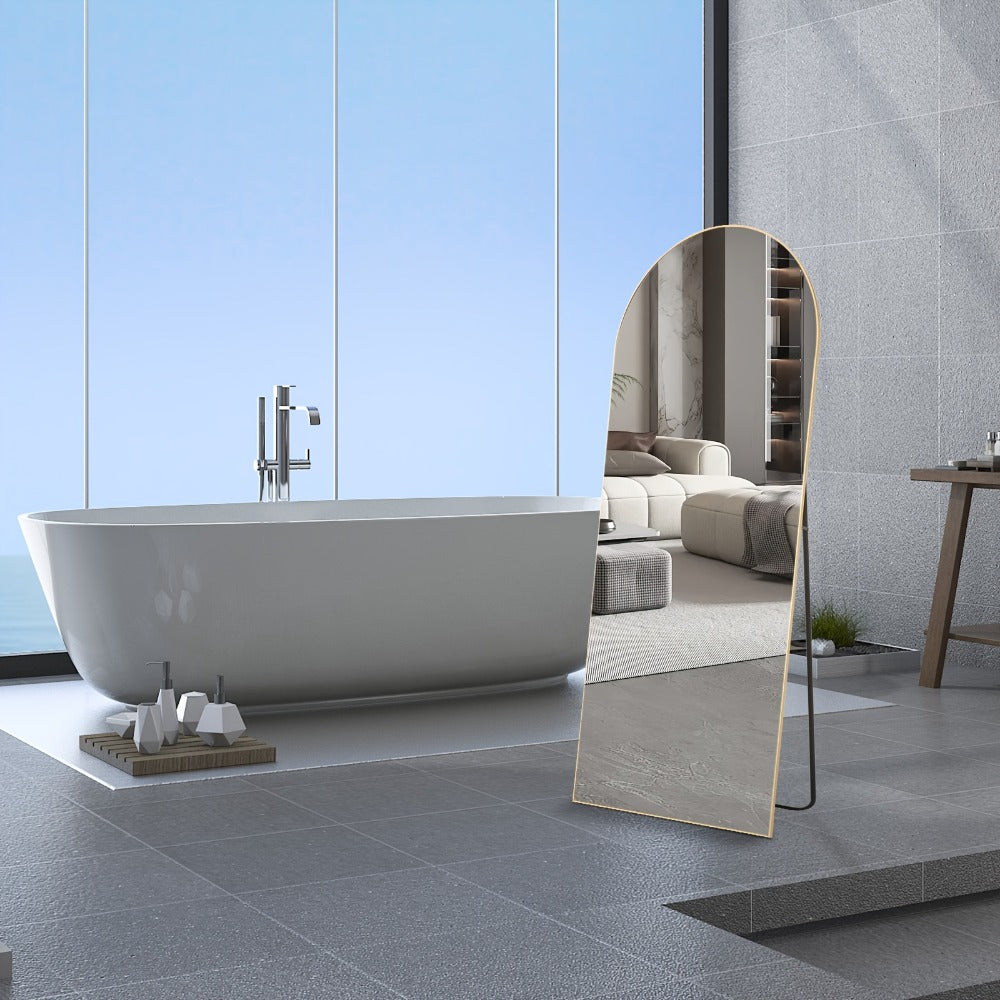 Full Length Mirror Floor Mirror with Stand, Aluminum Alloy Frame Full Body Mirror, Standing Hanging or Leaning Against Wall for Bedroom