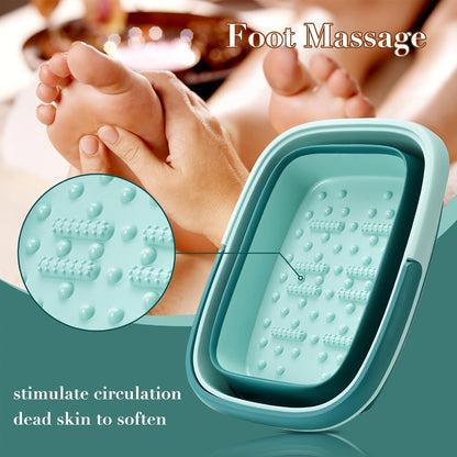 Large Collapsible Foot Soak Tub 15L 4 Gallon Foot Bath Basin Massage Acupoints Handles Foldable Multifunction Plastic Bucket Pedicure Bowl