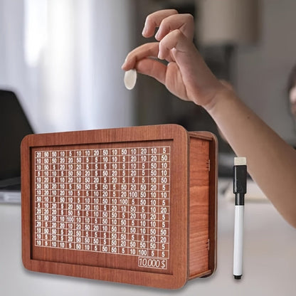 Wooden Savings Bank with Digital Counter 2-Pack, 7.87x5.7" Adult Coin Bank Holds $10, 000, Savings Goal Tracker Box