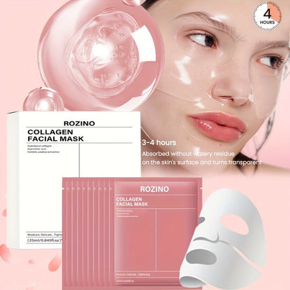 Bio-Collagen Hydrogel Sheet Mask Set 10 Pcs, Korean Beauty Face Mask with Aloe Vera, Intense Hydration