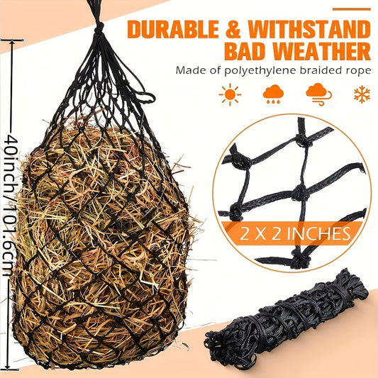 Slow Feed Hay Net for Horses 2-Pack – Durable Hay Bag Feeding Net for Horse, Sheep & Donkey | Reduces Waste & Promotes Healthy Eating
