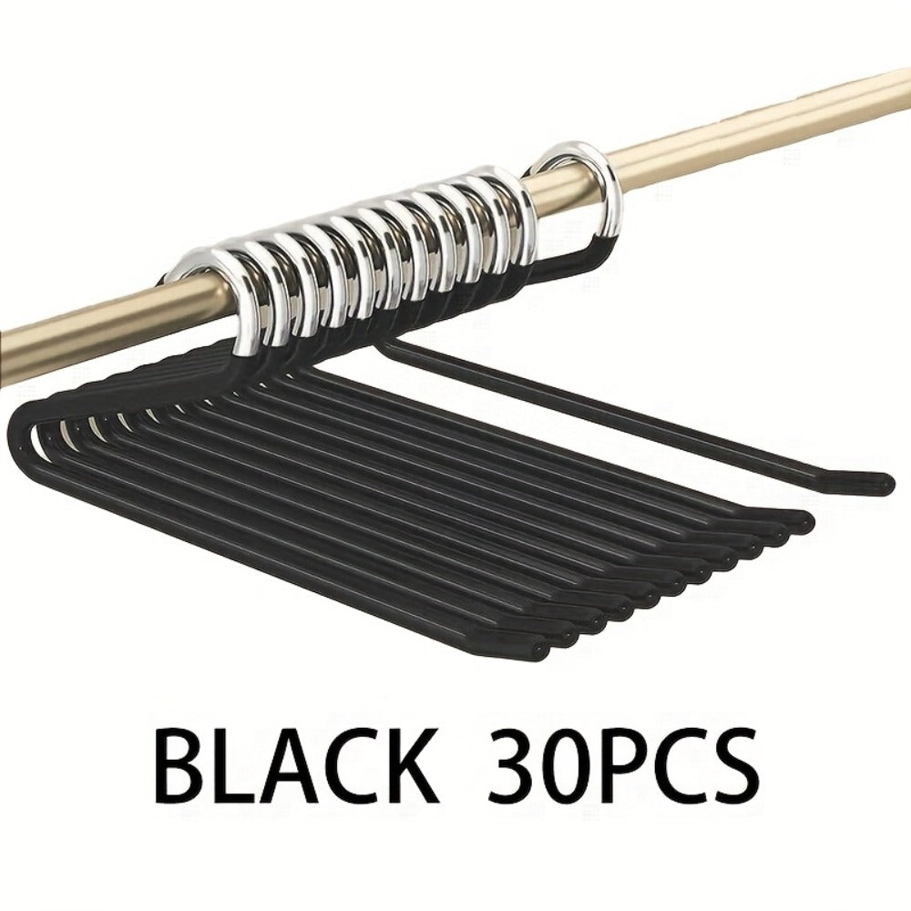 Pants Hangers Metal Open Leg Non-Slip – Heavy Duty Trouser Jeans Hanger for Wardrobe, Space Saving, Black or White, 10/20/30/50pcs