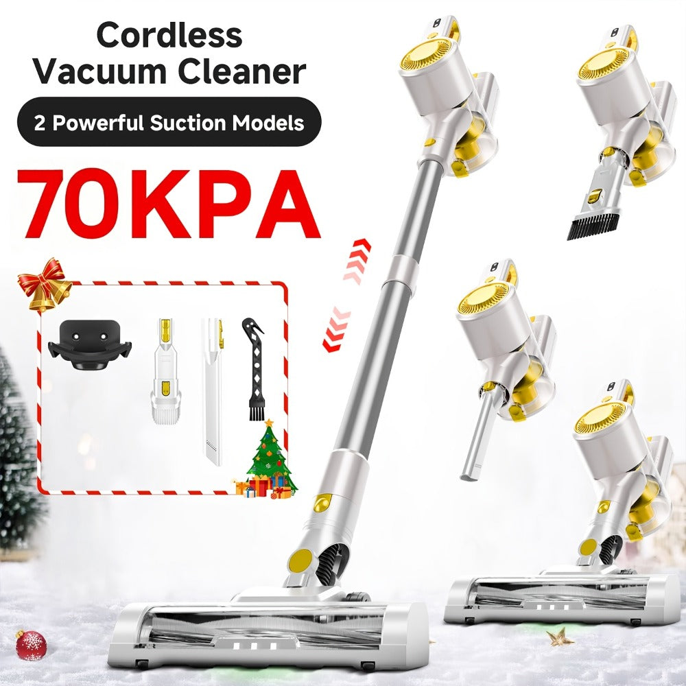 Cordless Three-Speed Stick Vacuum Cleaner with Detachable Battery, LED Floor Brush and Seven Colors