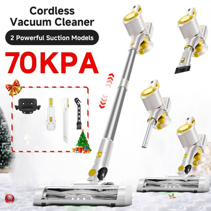Cordless Three-Speed Stick Vacuum Cleaner with Detachable Battery, LED Floor Brush and Seven Colors
