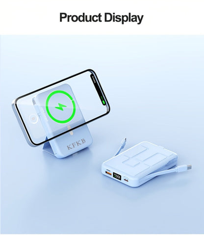 Magnetic Power Bank 10000mAh USB-C Fast Charging, Built-in Cable, Charges 5 Devices & Laptops Simultaneously