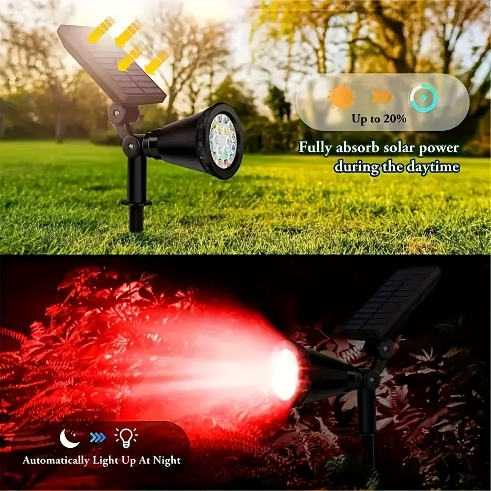 Solar Landscape Lights 2-in-1 Wall & Ground, Independent Adjustable Solar Panel, 8 Color Modes Outdoor Solar Spotlight for Garden