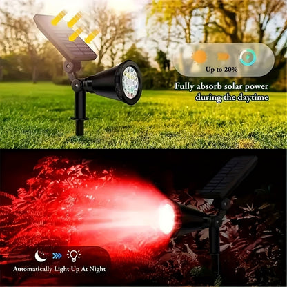 Solar Landscape Lights 2-in-1 Wall & Ground, Independent Adjustable Solar Panel, 8 Color Modes Outdoor Solar Spotlight for Garden