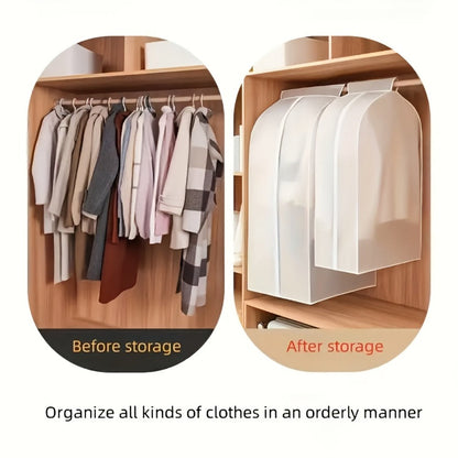 Garment Bag Clothes Dust Cover – Translucent PEVA Waterproof Hanging Storage Bag for Coat Dress Suit, Thickened Washable, Multiple Sizes