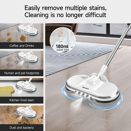 Cordless Electric Spin Mop with LED Headlight & Sprayer, 50-Min Runtime 6oz Water Tank, Floor Scrubber for Hardwood Tile Laminate Floors