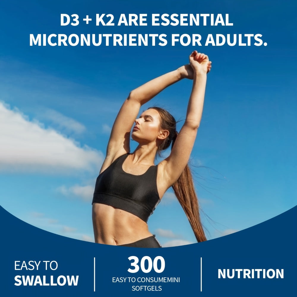 Vitamin D3 K2 MK-7 Supplement 300 Softgels for Bath Time, Home Spa and Personal Care, with the Listed Configuration