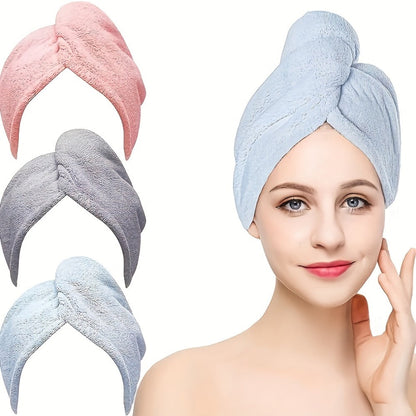 Microfiber Hair Towels 5 Pack - Super Coral Fleece Hair Wrap Towel Set, Bathroom Hair Drying Towels