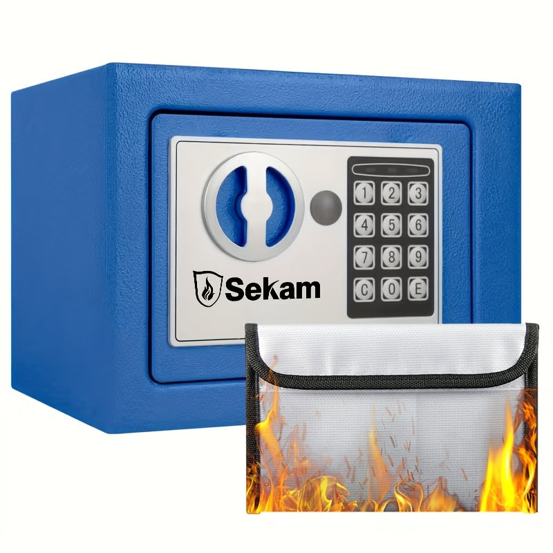 Fireproof Home Safe Box with Digital Keypad and Key Lock Steel Security Safe for Money for Entryways, Bedrooms and Living Spaces