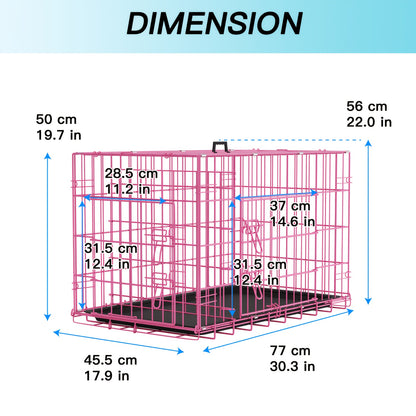 Dog Crate Foldable Metal Wire Dog Cage with Divider Panel & Leak-Proof Tray – Indoor Outdoor Dog Kennel for Small Medium Dogs