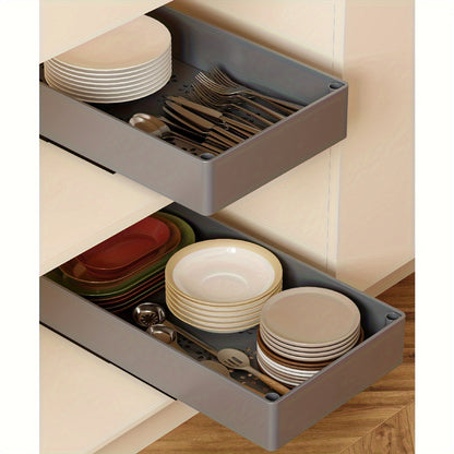 Pull-Out Cabinet Organizer 2-Pack Retractable Slide-Out Storage Bins No Drill Removable Kitchen Pantry Bathroom Shelf Organizer Boho Style