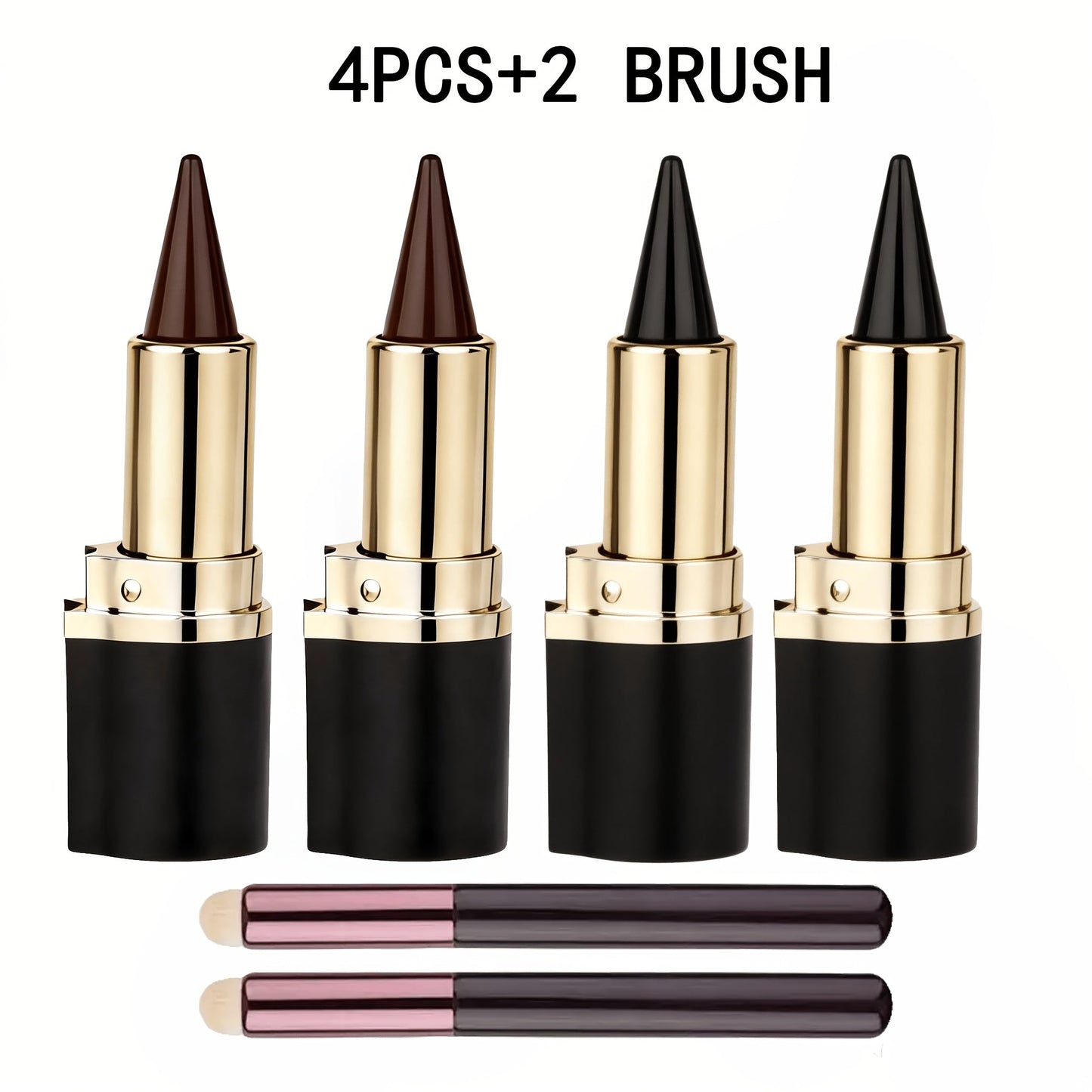 Cone-Tip Gel Eyeliner Stick Set in Brown, Black or Mixed Two- and Four-Piece Packs with Brushes