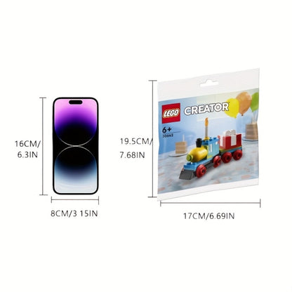 Birthday Train Building Set 30642, Mini Brick Creator Kit with Cake Balloons & Gifts for Parties, Celebrations and Guest Favors