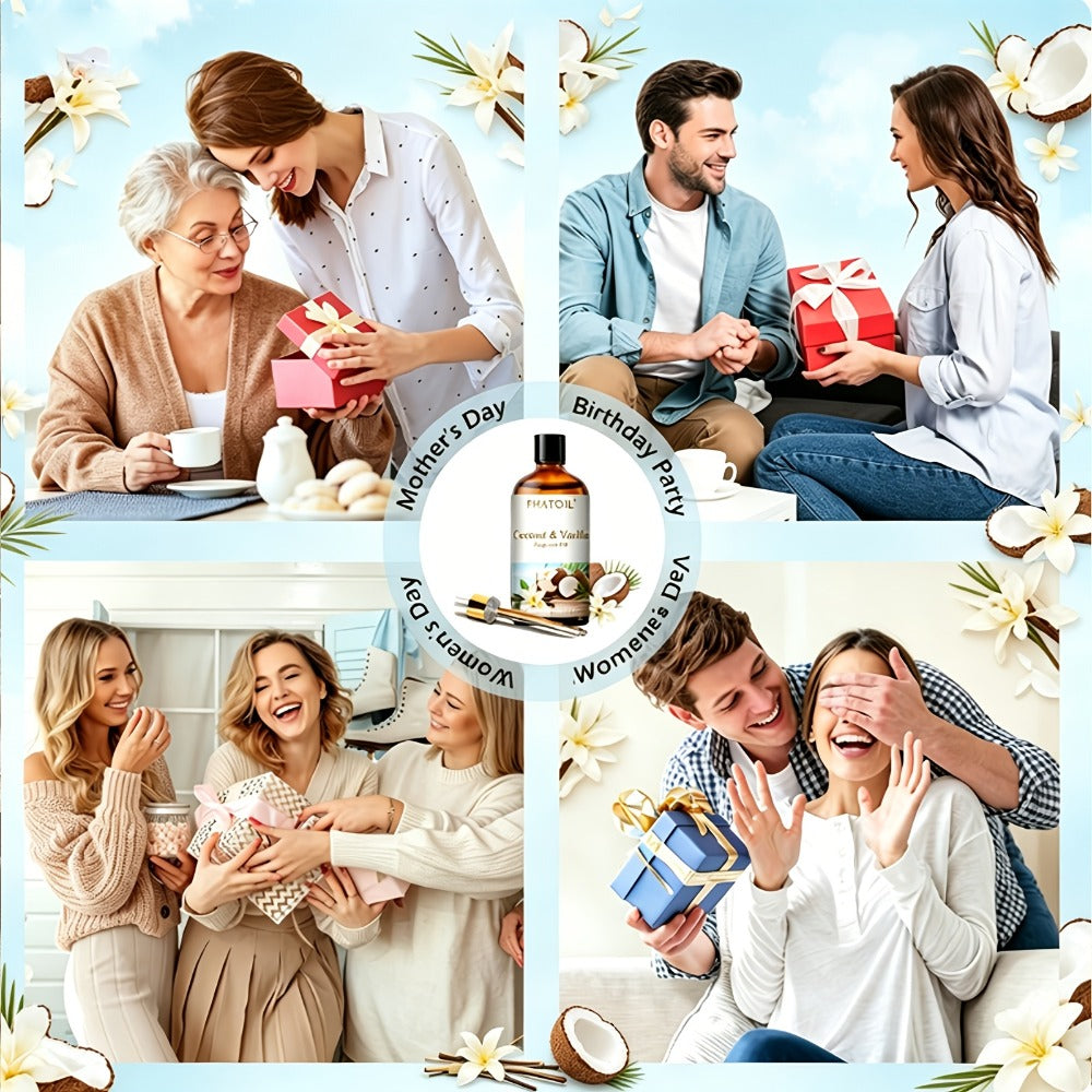 Fragrance Oil for Diffuser - PHATOIL 100ml Coconut & Vanilla Scented Oil for Humidifier, Candle Making