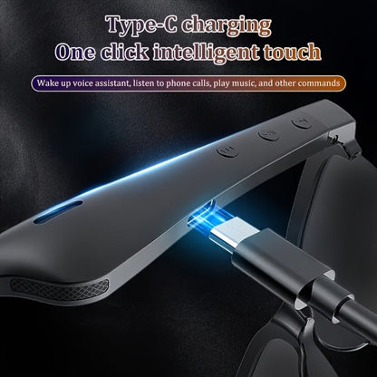 Smart Glasses Open-Ear Bluetooth Audio Eyewear with Built-In Speaker, Microphone and Black or White Frames