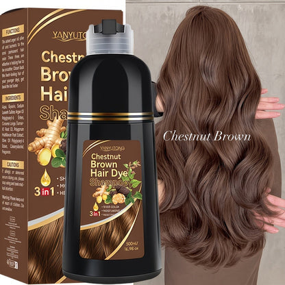 Ammonia-Free Herbal Hair Color Shampoo 3-in-1 Colors in 15 Minutes Lasts 30 Days – Semi Permanent Gray Coverage Moisturizing Cleansing Black