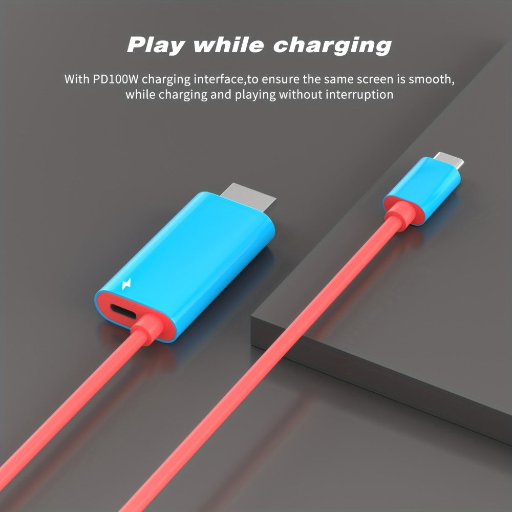 USB C to HDMI Cable 4K 30Hz for Nintendo Switch OLED – PD 100W Charging Portable USB-C HDTV Adapter for Laptop Tablet Phone MacBook