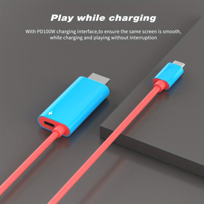 USB C to HDMI Cable 4K 30Hz for Nintendo Switch OLED – PD 100W Charging Portable USB-C HDTV Adapter for Laptop Tablet Phone MacBook
