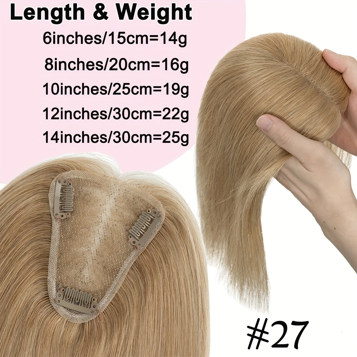 Hair Topper Human Hair Clip In Lace Base 8x10cm Curtain Bangs Thinning Hair Coverage 6-14 Inch | Highlight Blonde #27 #613 #12P613 #4P27