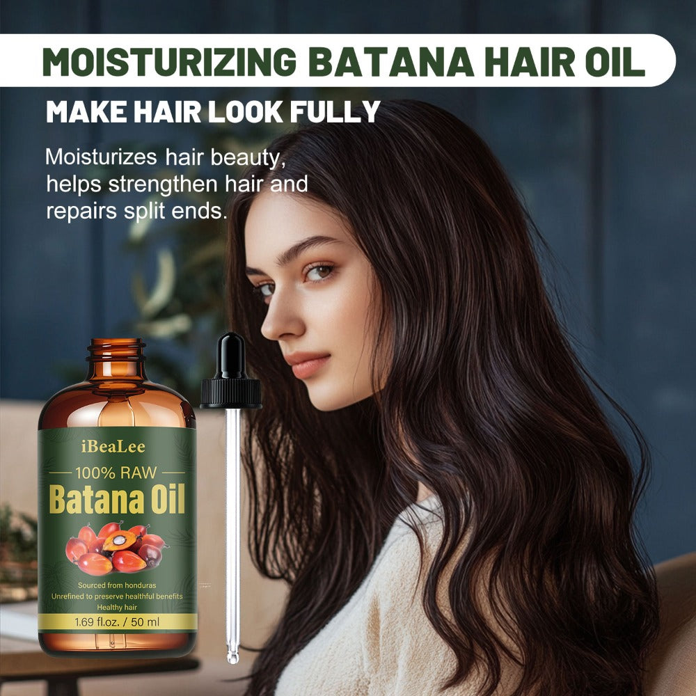 Hair Oil Batana 50ml Amber Dropper Bottle with Cold-Pressed Formula for Hair-Length, Brow and Lash Application