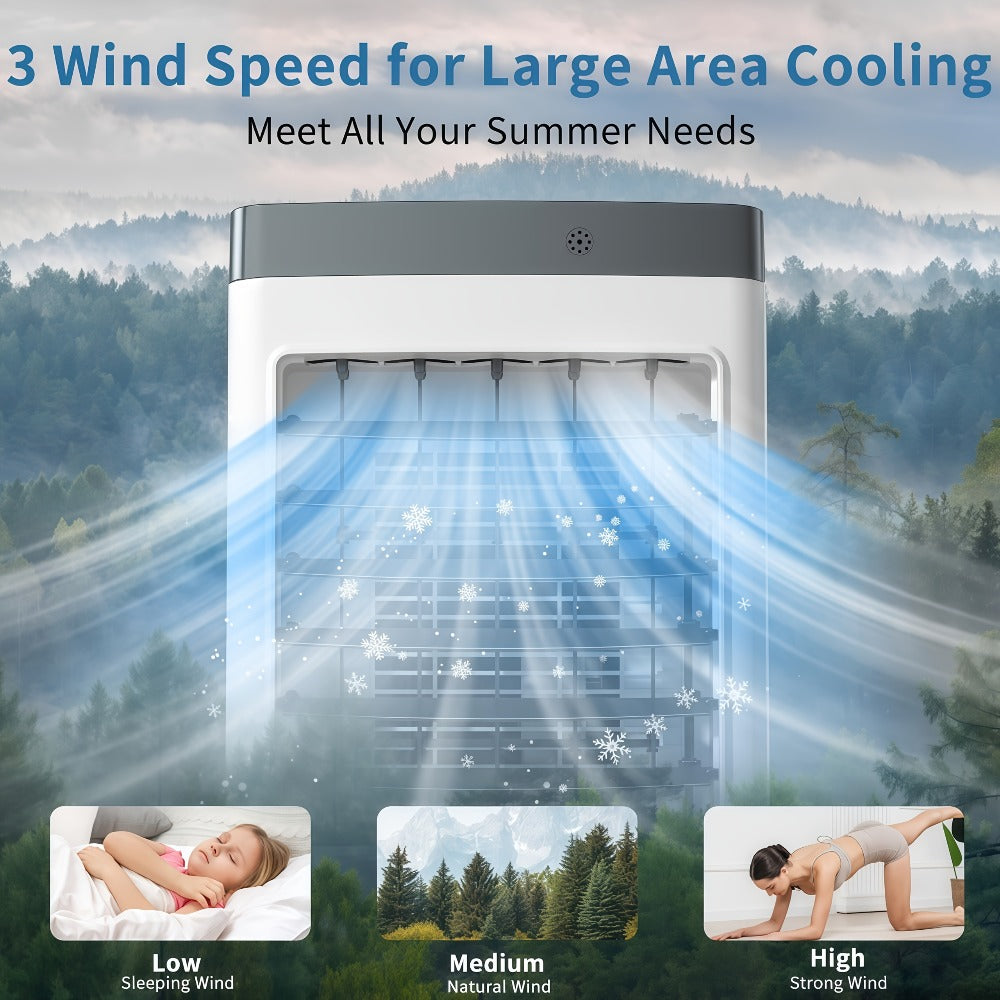 Portable Air Conditioner Evaporative Air Cooler with Remote, 40Hrs Cooling, 2.6 Gal Tank, 3 Speeds