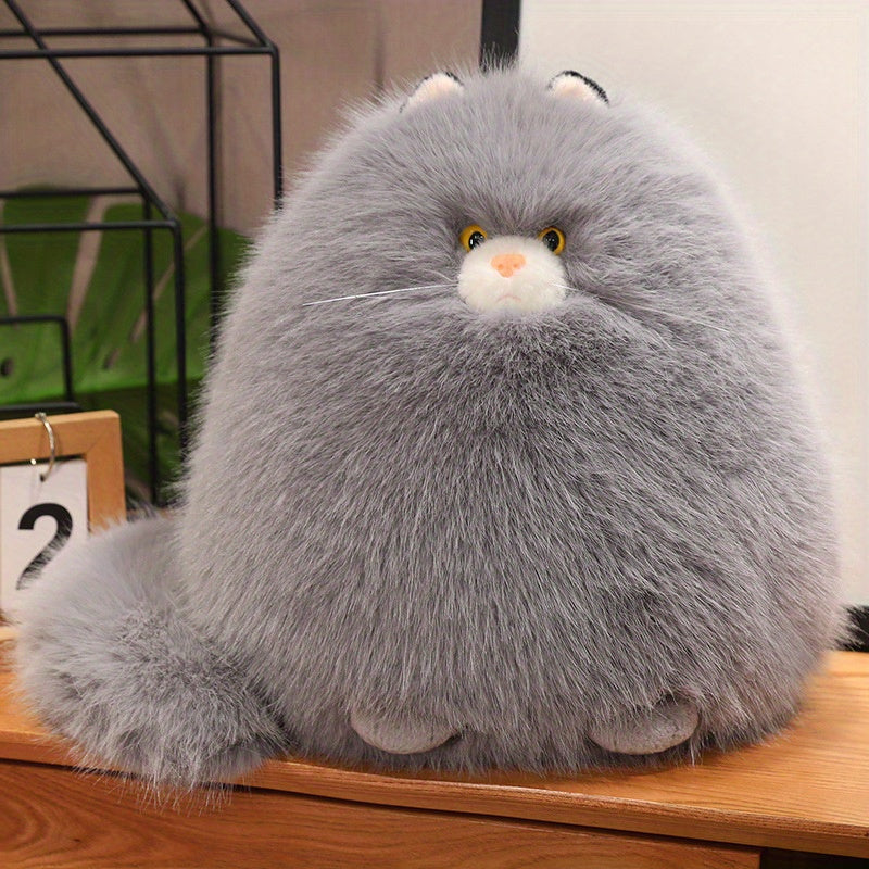 Silly Cat Plush Pillow Long Hair Stuffed Cat Hug Pillow for Sleep Comforting Plush Cat Throw for Entryways, Bedrooms and Living Spaces