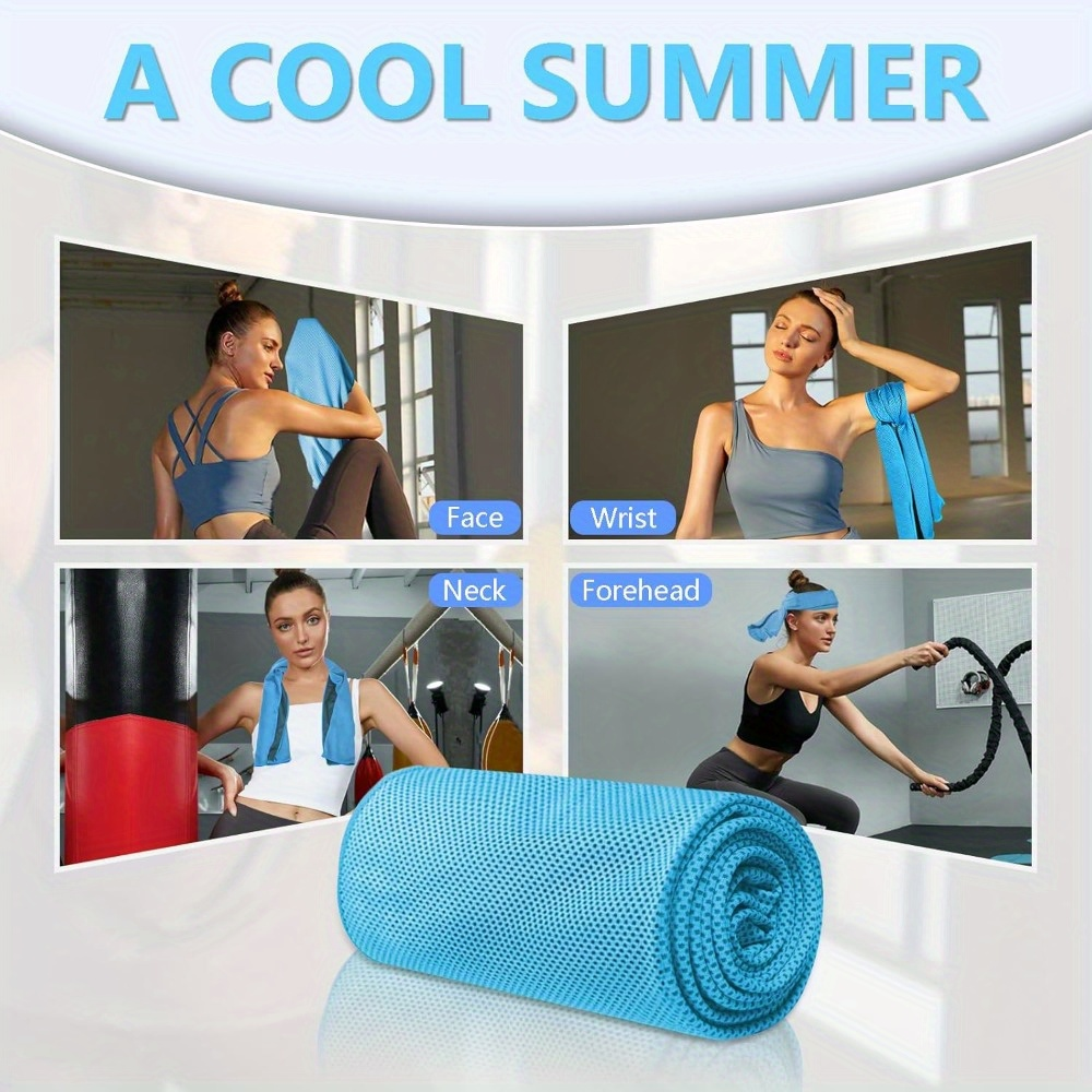Neck Cooling Towels 8-Pack – Soft Breathable Sport Towels for Neck & Face with Carabiner Clips & Carry Bag