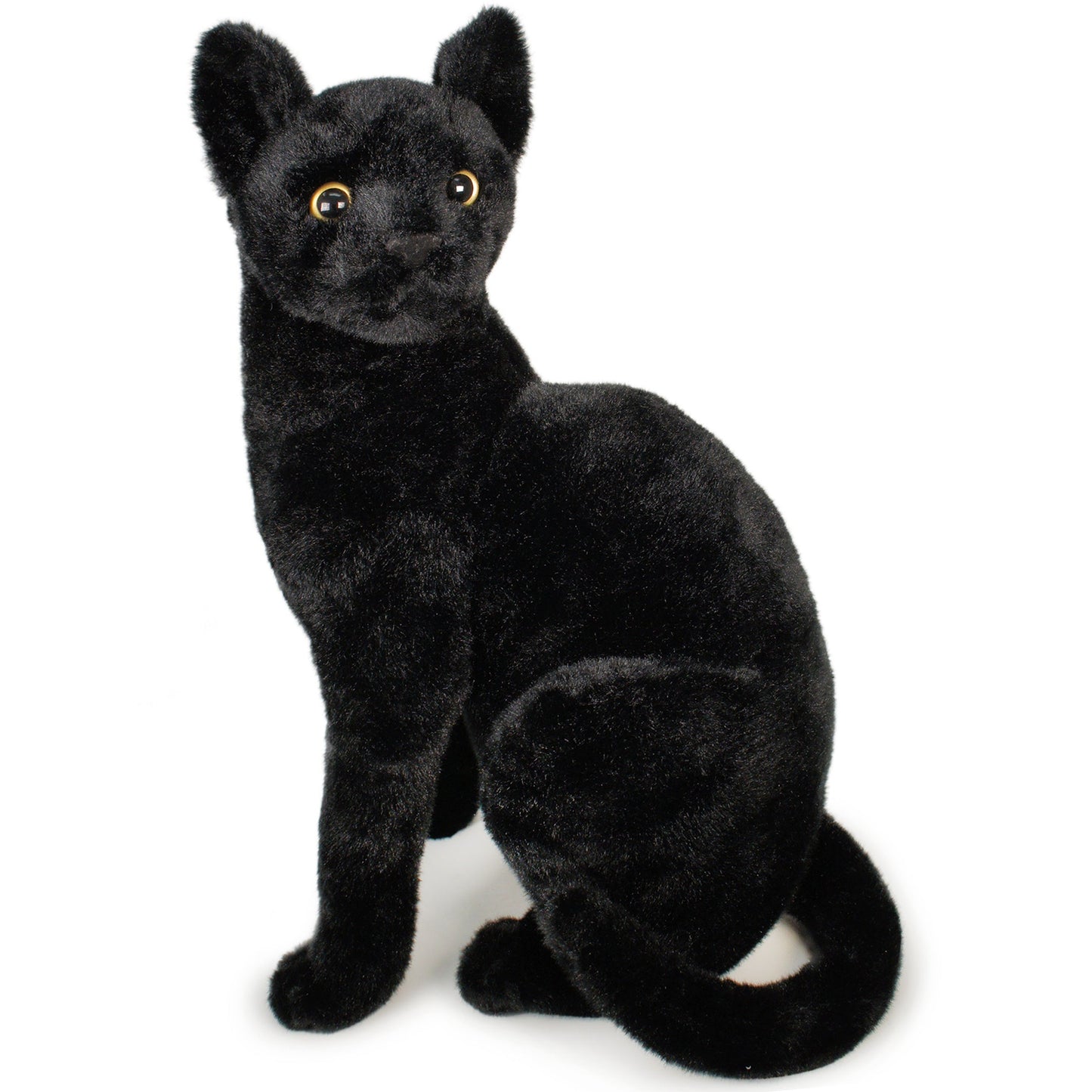 Plush Toy Boone Black Cat 13-Inch Sitting Kitty with Green Eyes for Shelf or Room Display for Character Display, Room Decor and Gift