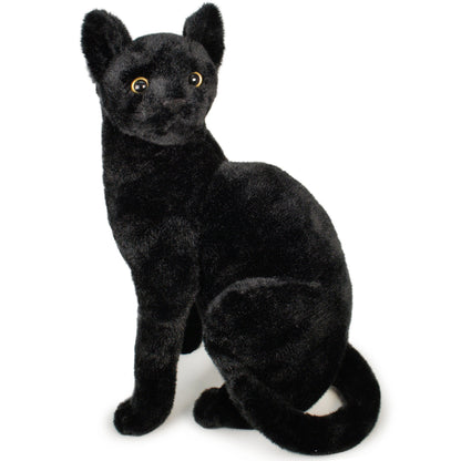 Plush Toy Boone Black Cat 13-Inch Sitting Kitty with Green Eyes for Shelf or Room Display for Character Display, Room Decor and Gift