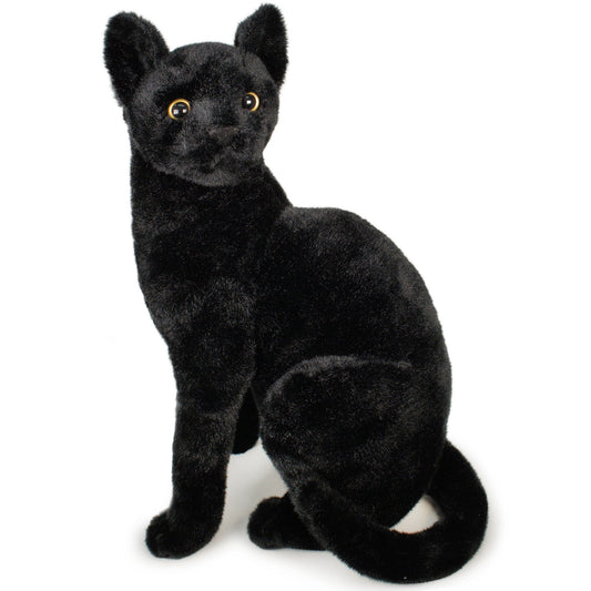 Plush Toy Boone Black Cat 13-Inch Sitting Kitty with Green Eyes for Shelf or Room Display for Character Display, Room Decor and Gift