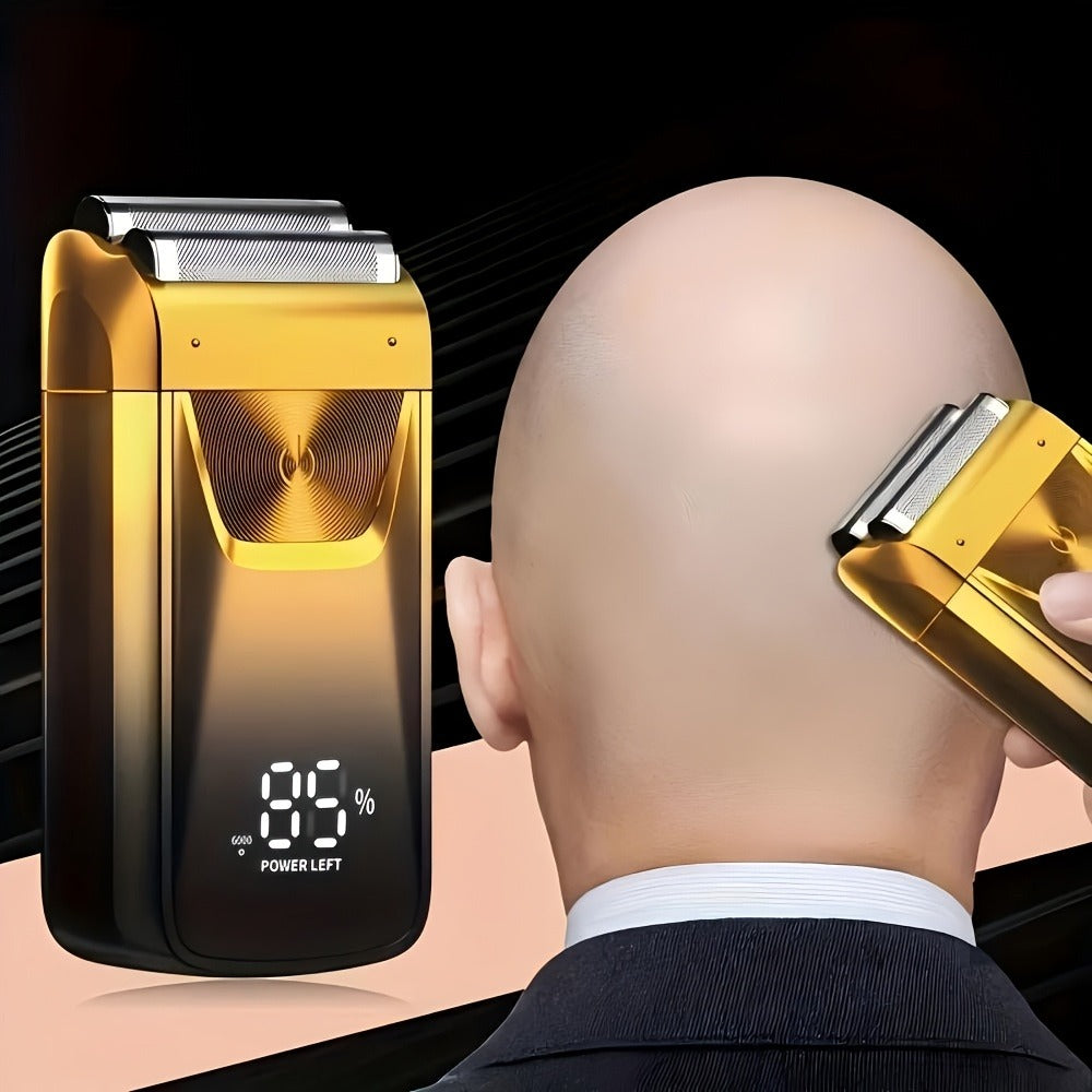 Bald Head Shaver & Beard Trimmer 2-in-1 Electric USB Rechargeable – Aluminum Foil Razor Professional Hair Clipper Grooming Tool for Men