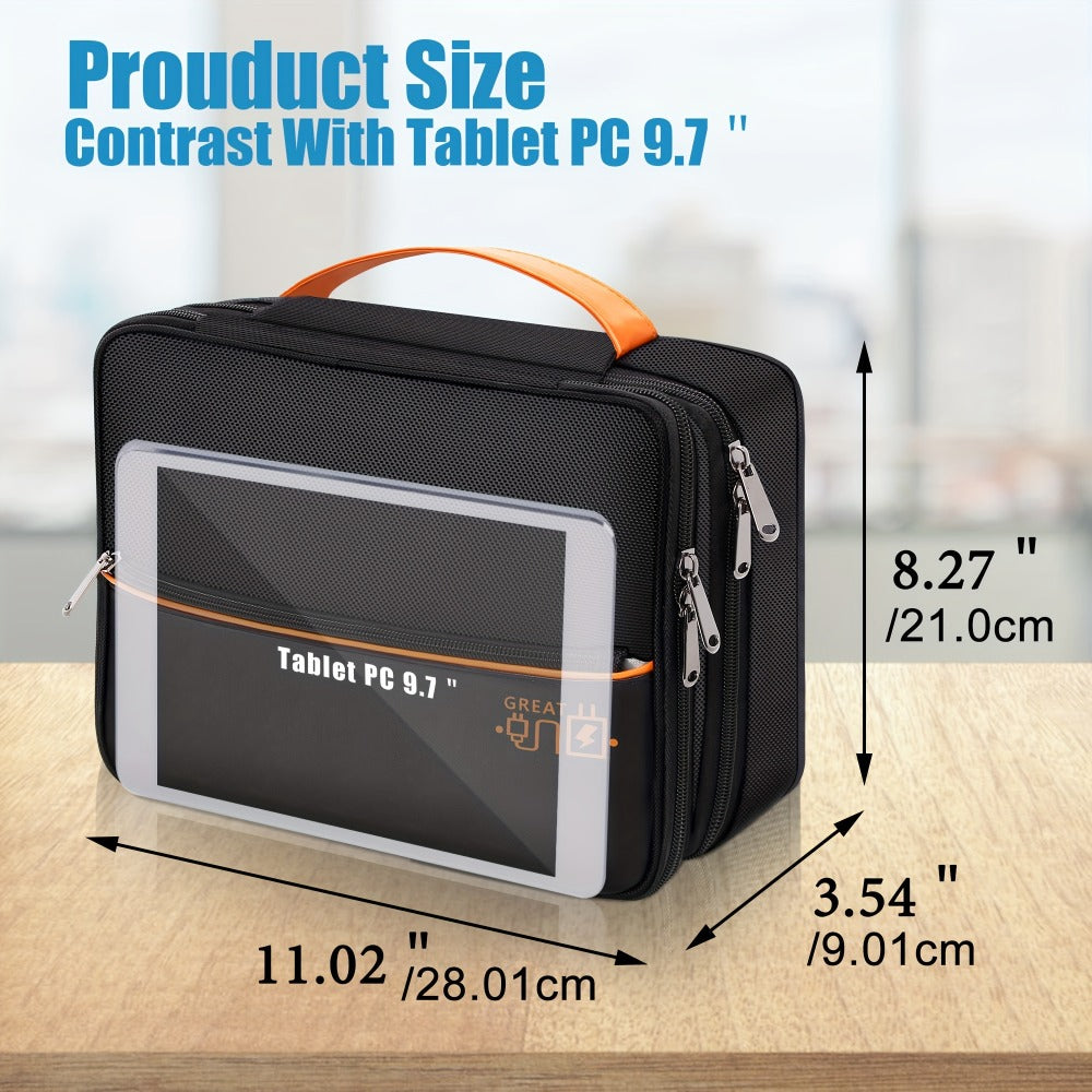 Cable Organizer Bag for Travel Double Layer, Electronics Case with Removable Dividers, Cables, Chargers