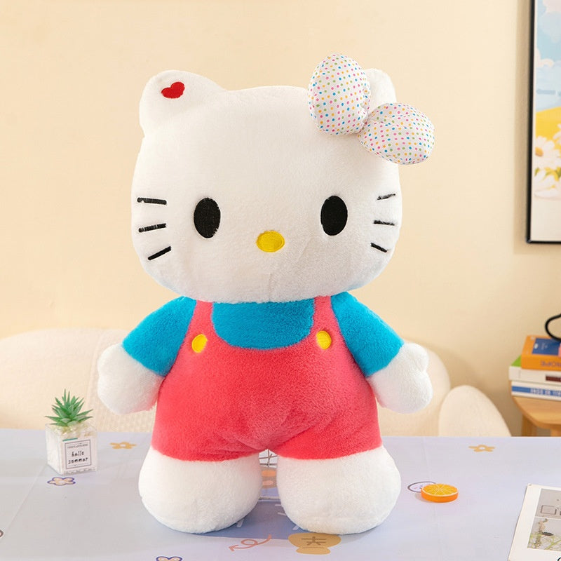 Plush Toy Hello Kitty 16-Inch Character Doll in Red-Blue or Pink-Blue Outfits for Display for Character Display, Room Decor and Gift