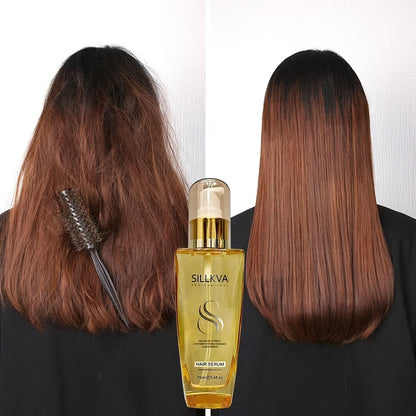 SILLKVA Argan Oil Liquid Hair Serum, Frizz Control & Flyaway Tamer, Smoothing Leave-In Treatment for Dry Damaged Hair