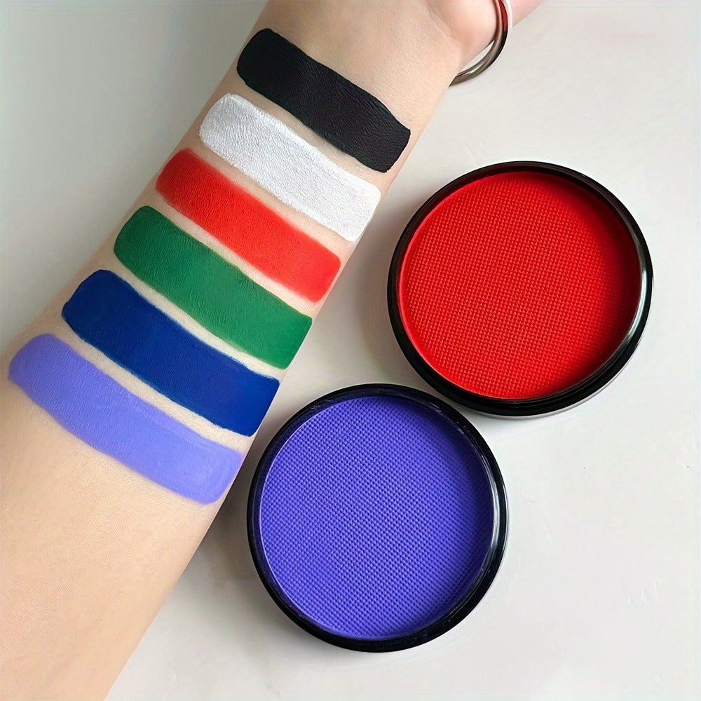 Water Activated Face Paint Kit 6 Colors with 10 Brushes, Water Based Face Body Paint Palette Black White Red