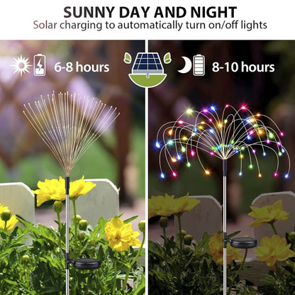 Solar Garden Lights Firework Stakes with 60-420 LEDs, 8 Modes, Flexible Copper Wire and Color Options