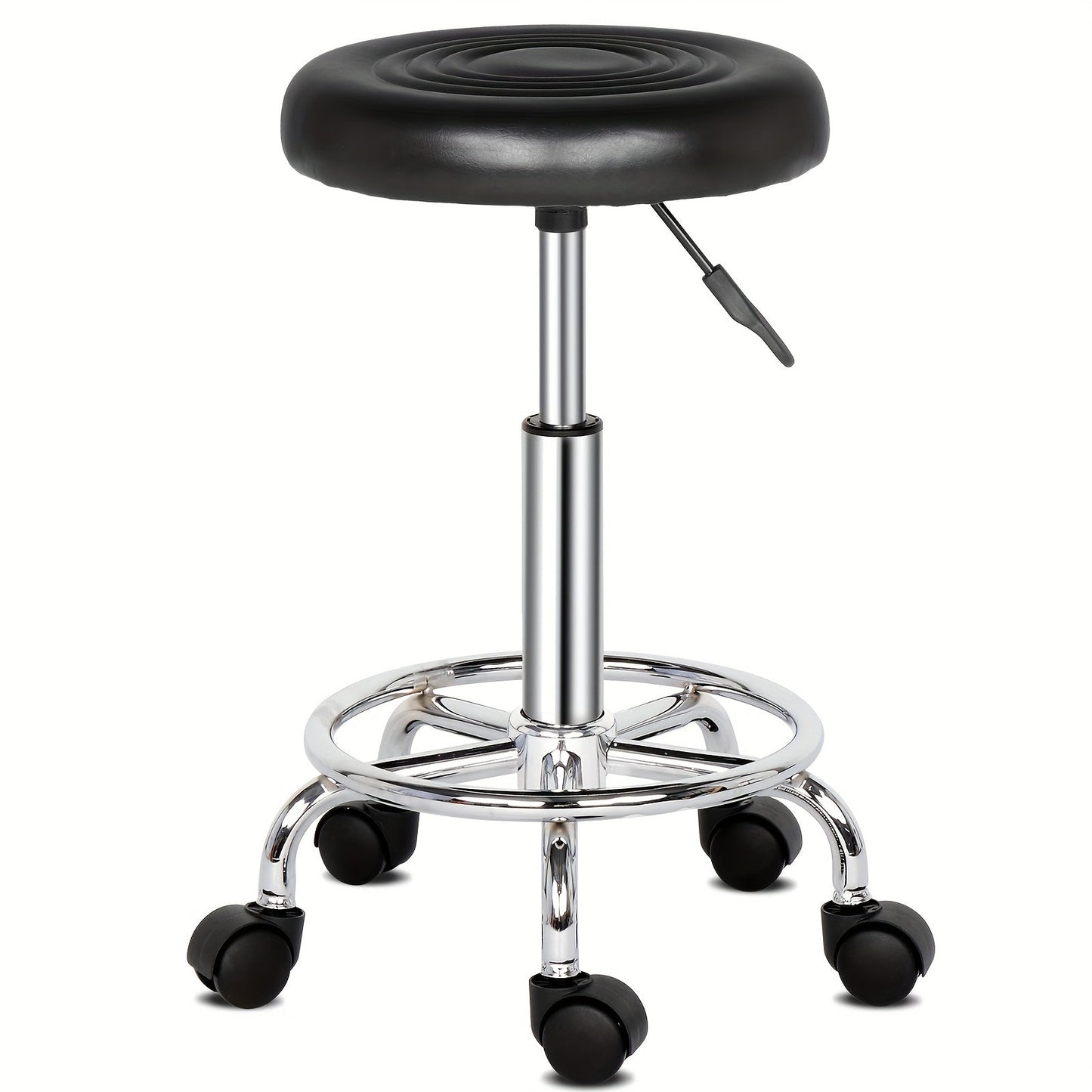 Round Padded Swivel Bar Stool 360° with Chrome Base – Adjustable Height Salon Kitchen Counter Stool for Nail