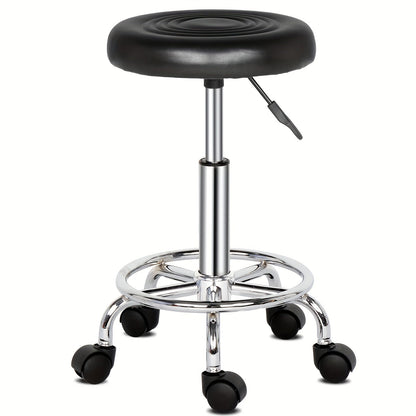 Round Padded Swivel Bar Stool 360° with Chrome Base – Adjustable Height Salon Kitchen Counter Stool for Nail