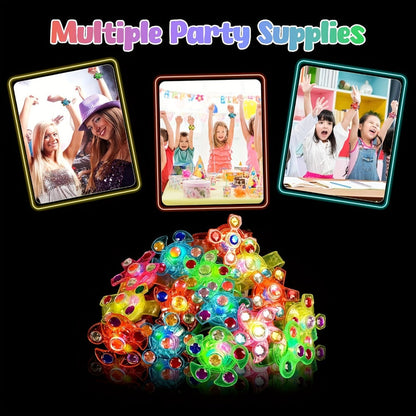 Party Favors LED Fidget-Spinner Wristbands, 30-Piece Multicolor Light-Up Set for Night Events