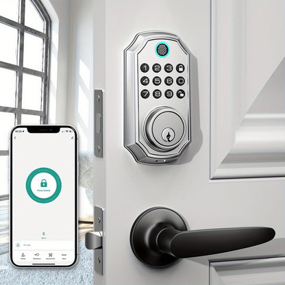 Smart Door Lock Arpha Keypad Deadbolt with Black Silver Handle Sets and Optional Fingerprint WiFi Versions