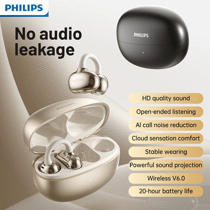 Philips TWS Ear Clip Sport Headset Hi-Fi Bass Stereo HD Calls Earhook Wireless Bluetooth for an Everyday Personal Care Routine