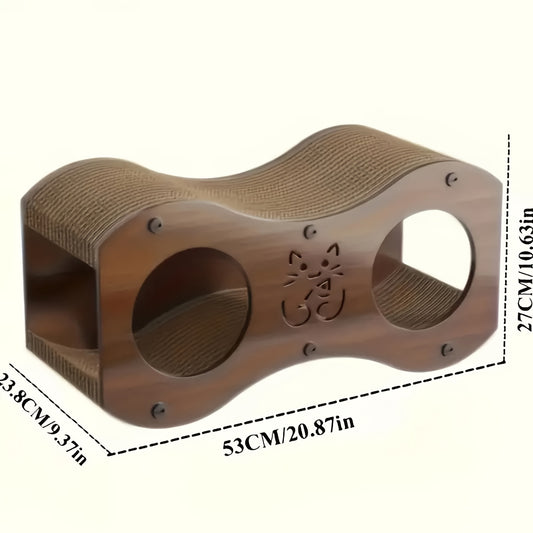 Cat Scratching Post with Integrated Cat Bed – Sturdy Walnut Wood Base, 4-Season Woven Scratch Pad, Indoor Cat Scratcher Lounge
