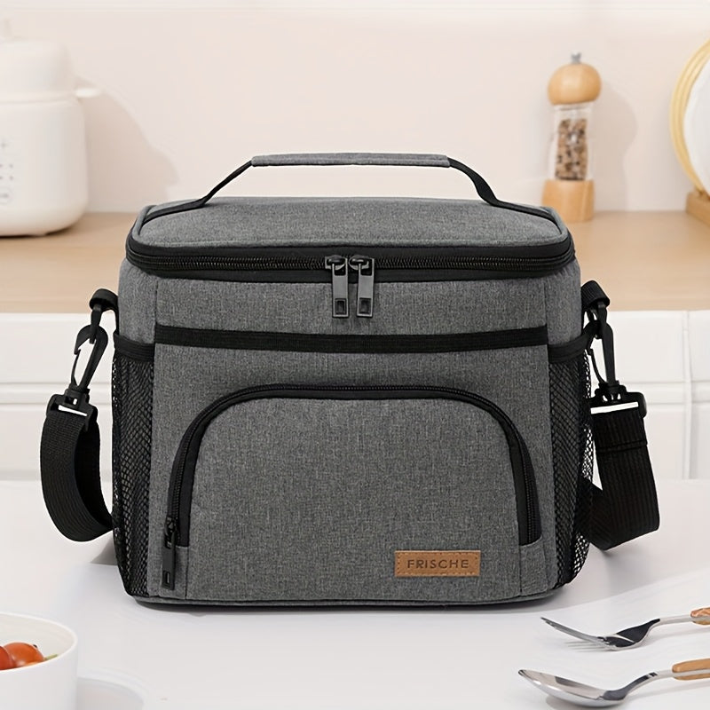 Insulated Lunch Bag with Adjustable Shoulder Strap – Leakproof Reusable Cooler Bag for Men Women Portable Fresh Keeper | Black Grey Blue |