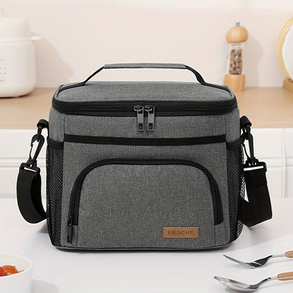 Insulated Lunch Bag with Adjustable Shoulder Strap – Leakproof Reusable Cooler Bag for Men Women Portable Fresh Keeper | Black Grey Blue |