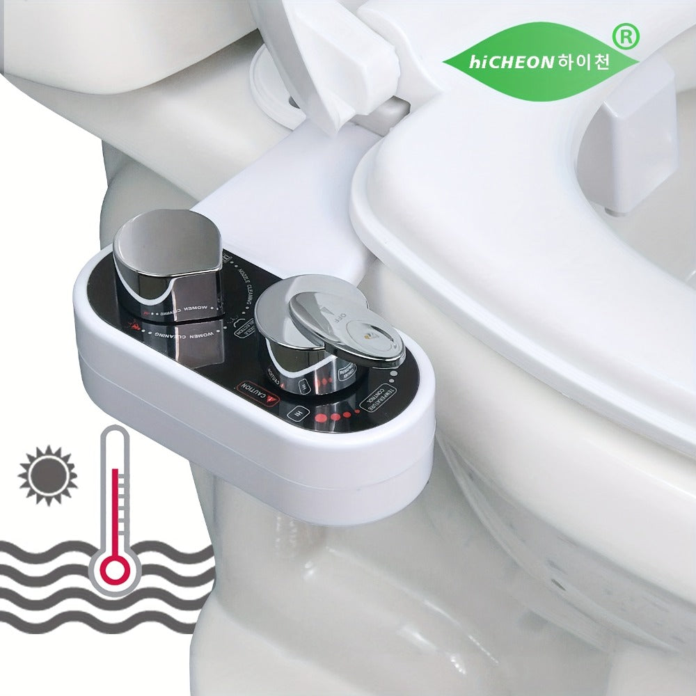 Bidet Attachment Hot and Cold Water, Dual Nozzle Non-Electric Toilet Seat Bidet, Rear & Feminine Wash